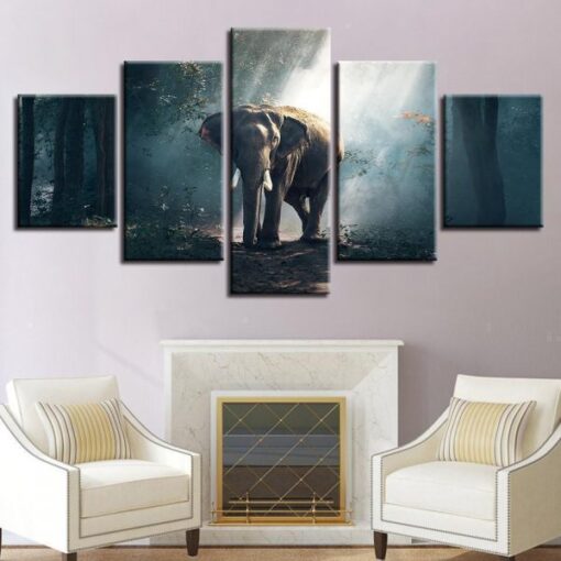 4222020-CVdraft7 African Forest Elephant 5 pièces Peinture sur Toile Impression sur Toile Toile Art