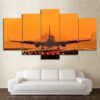 4222020-CV-80 Airplane With Colorful Runway In Sunset 5 pièces Peinture sur Toile Impression sur Toile Toile Art