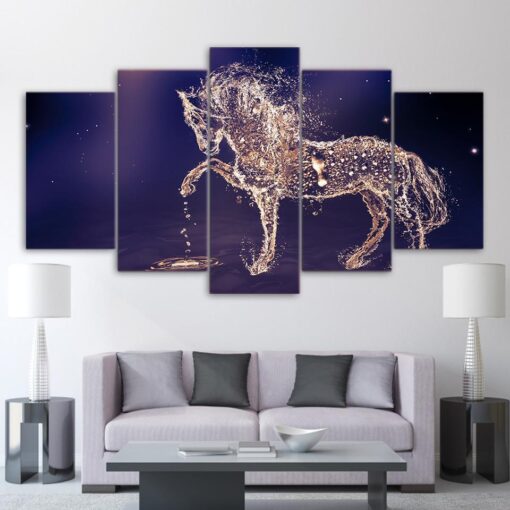 4222020-CV-8 Beautiful Horse From The Water 5 pièces Peinture sur Toile Impression sur Toile Toile Art