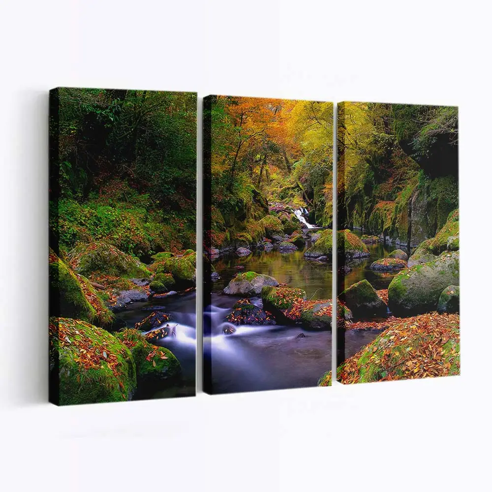Friedlicher Bach Im Herbstwald Leinwandbild
