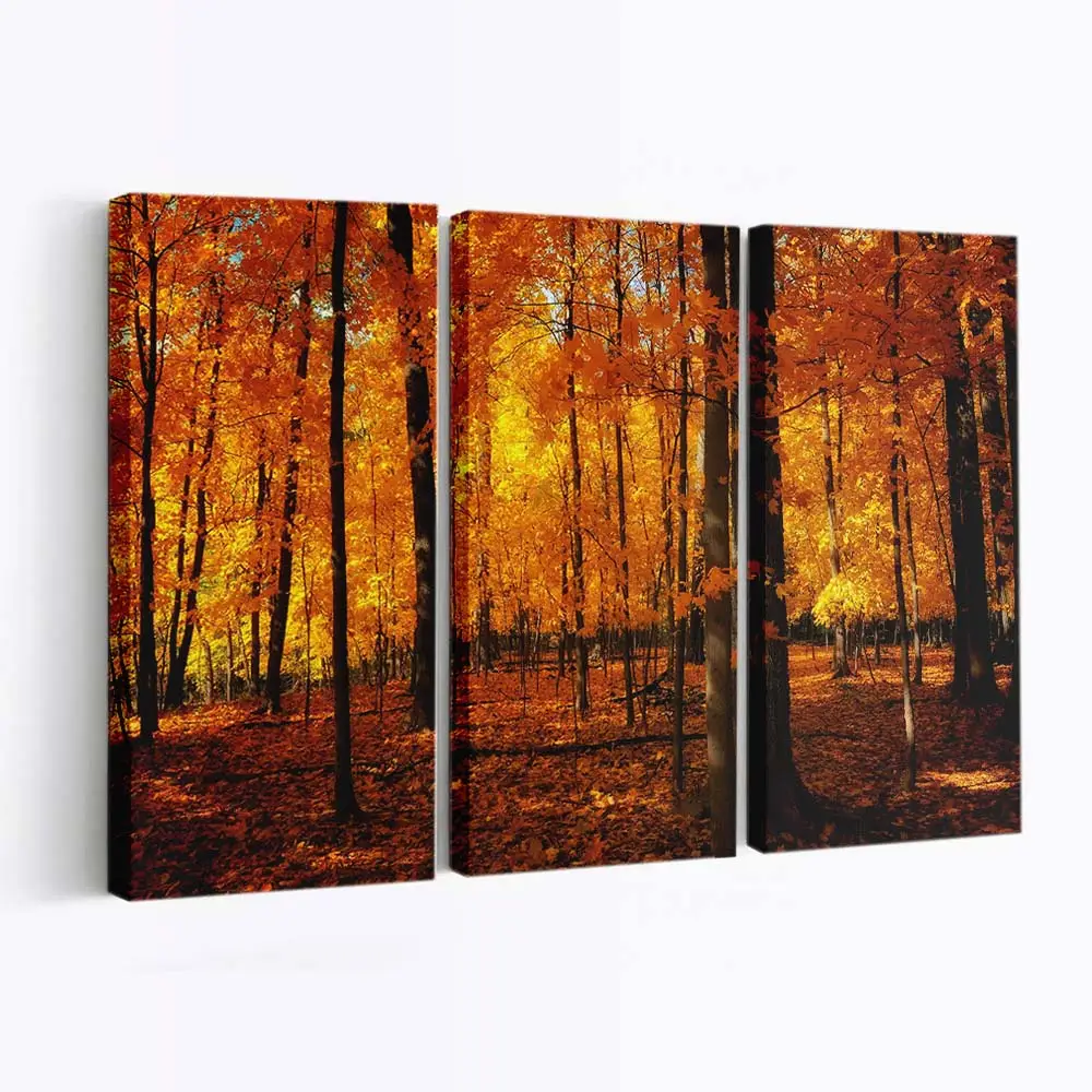 Goldorangefarbener Herbstwald Leinwandbild