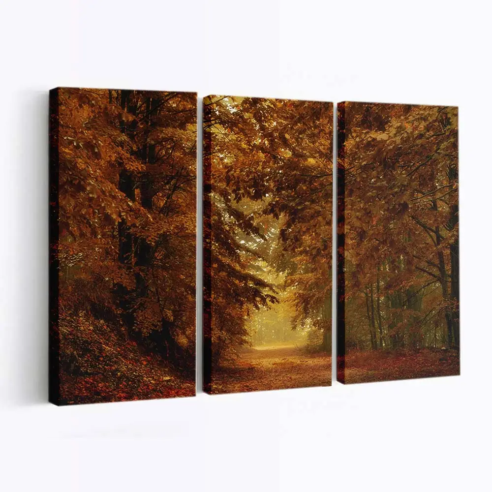 Herbstwaldweg Leinwandbild