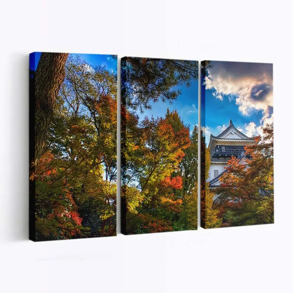 Japanische Burg Im Herbst Leinwandbild