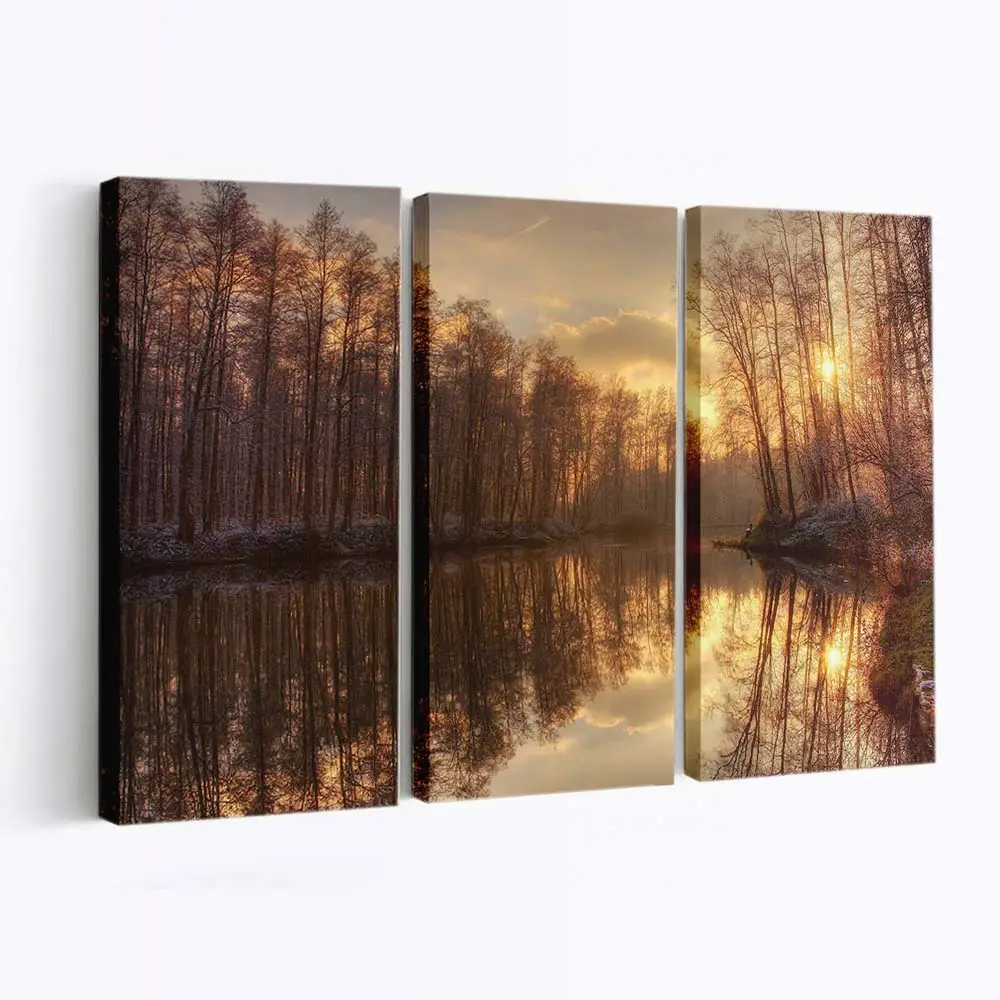 Kalte Herbstmorgenlandschaft Leinwandbild