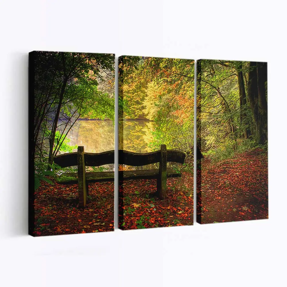 Leere Bank In Einer Herbstszenerie Leinwandbild