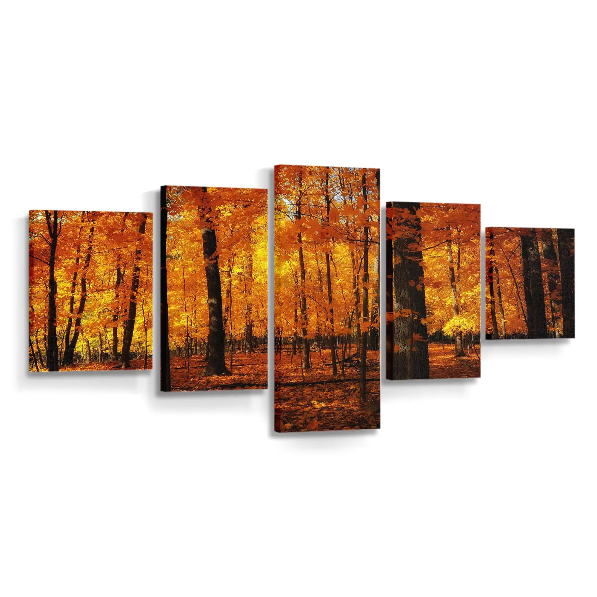 Goldorangefarbener Herbstwald Leinwandbild