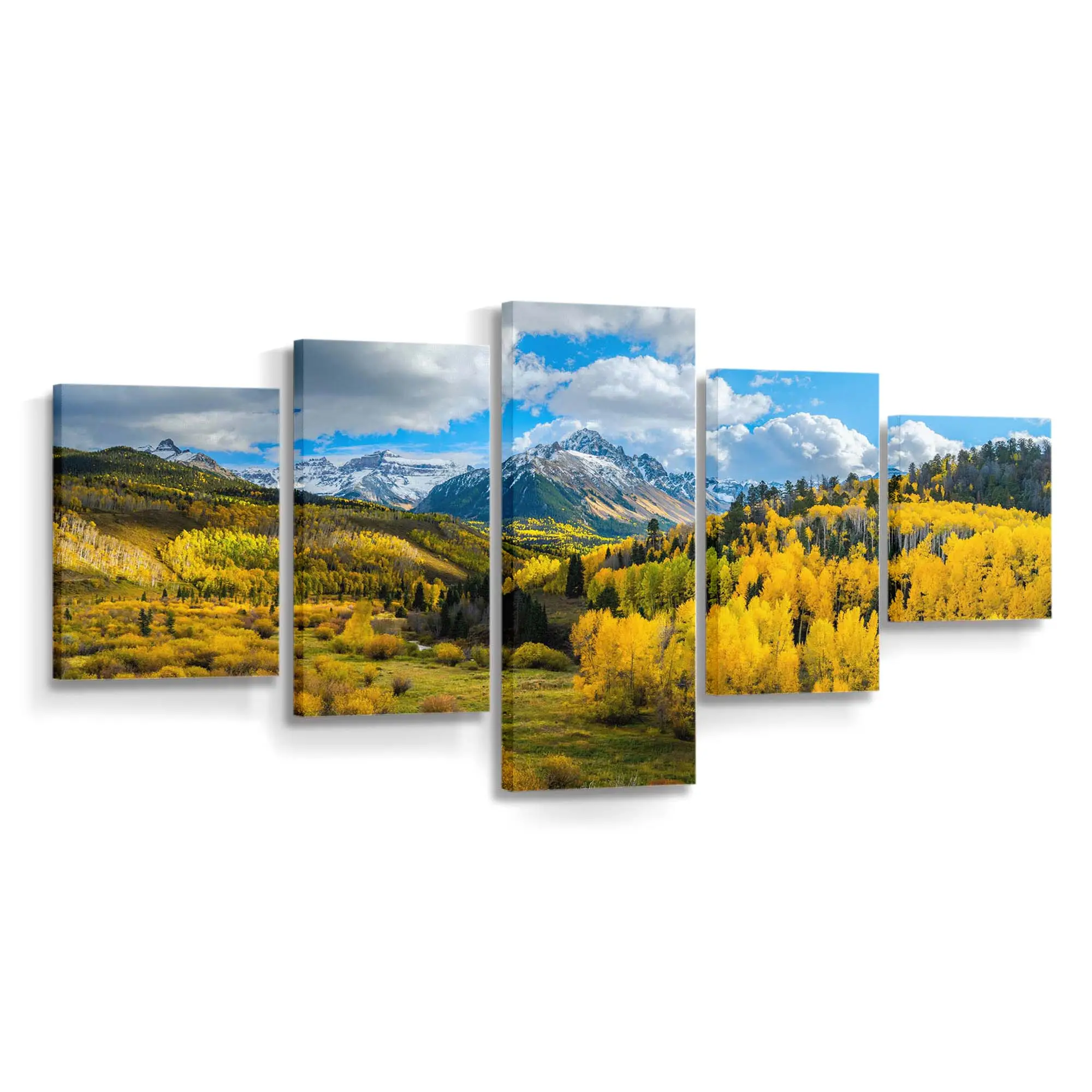 Herbstliche Überglandschaft Mit Gelben Bäumen Leinwandbild