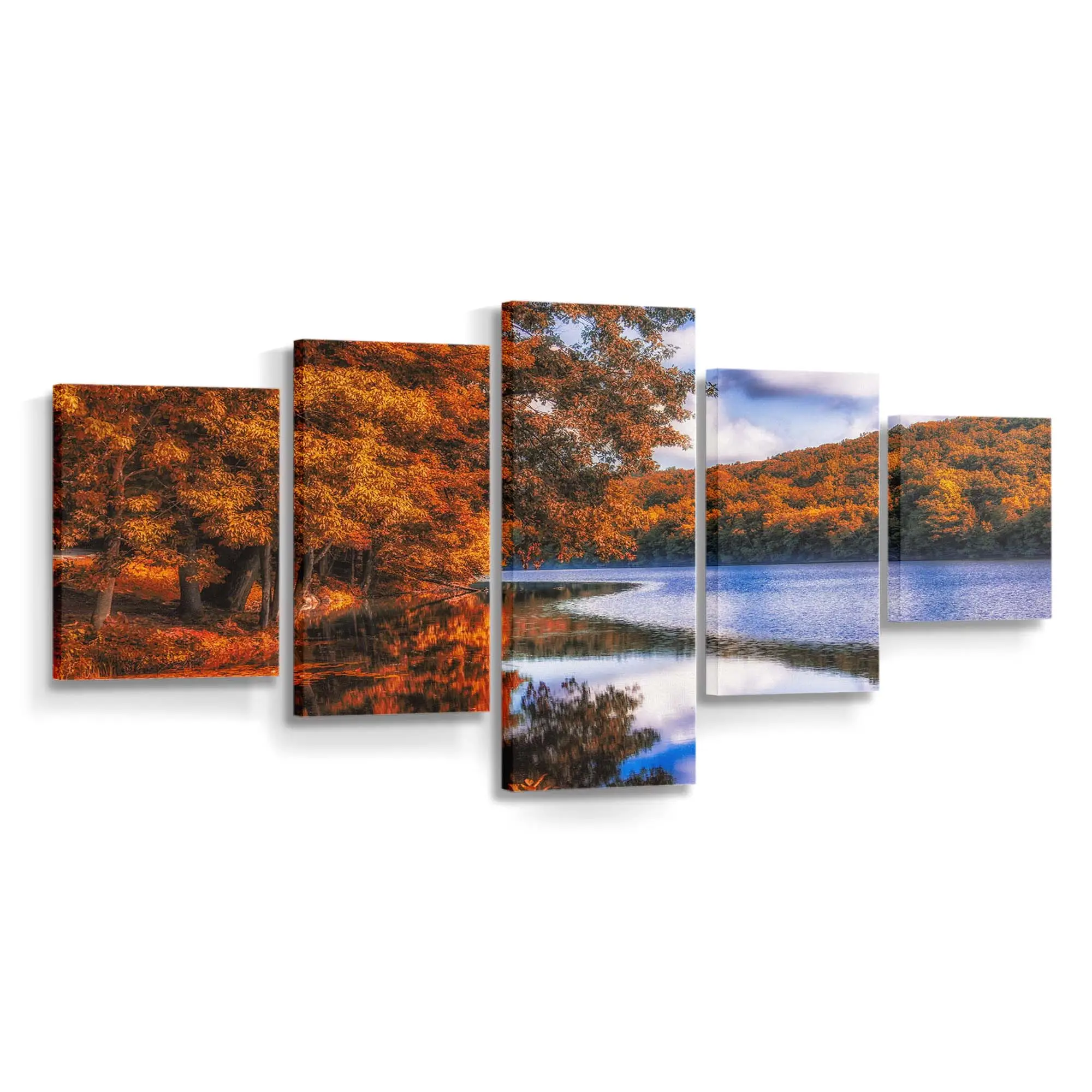 Herbstwald Rund Um Einen See Leinwandbild