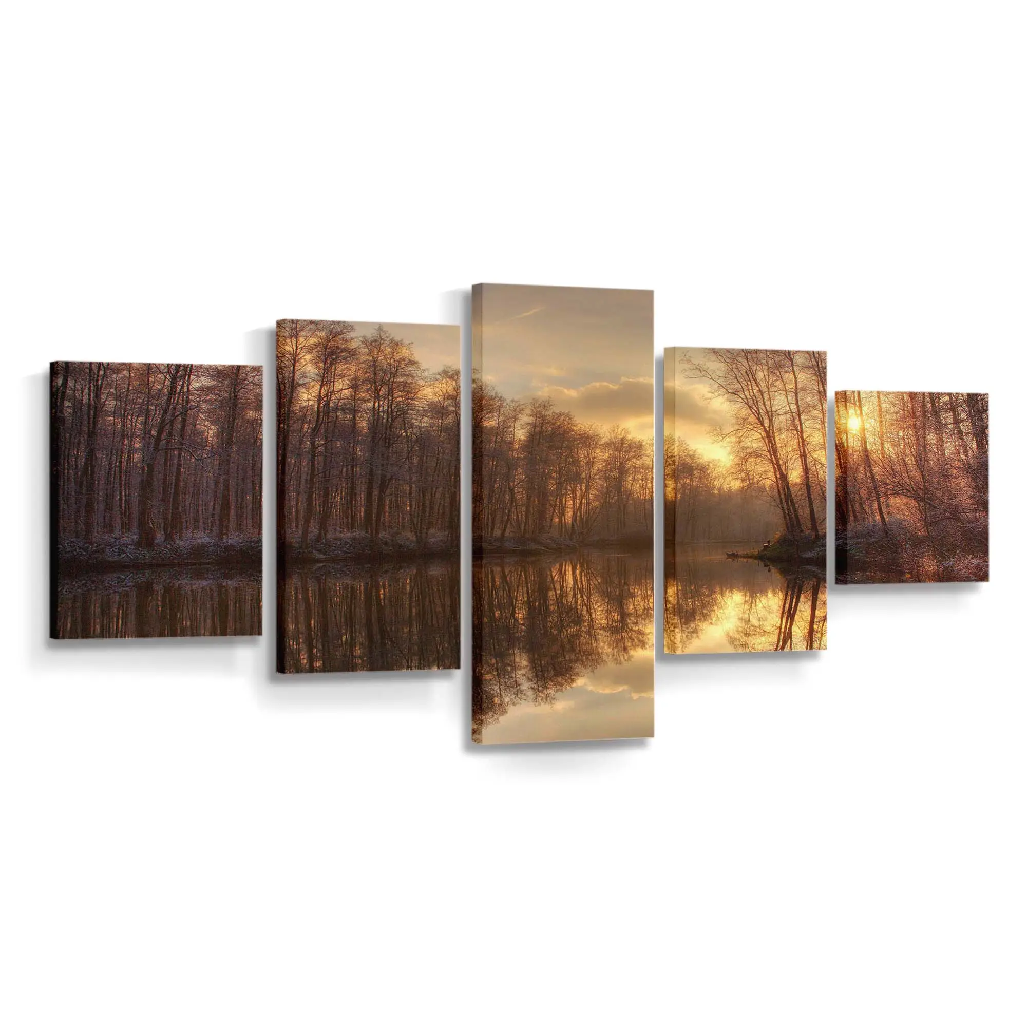 Kalte Herbstmorgenlandschaft Leinwandbild