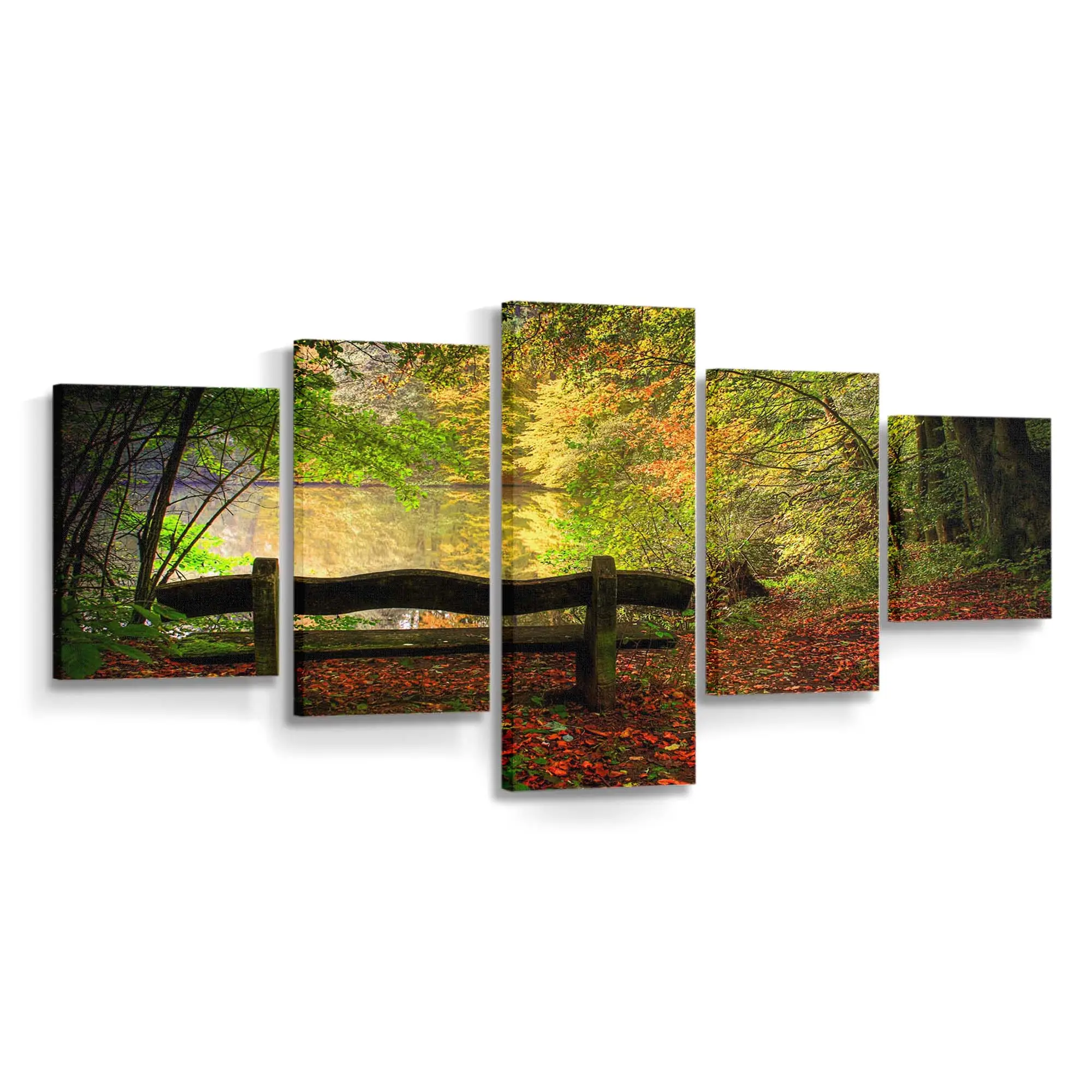 Leere Bank In Einer Herbstszenerie Leinwandbild