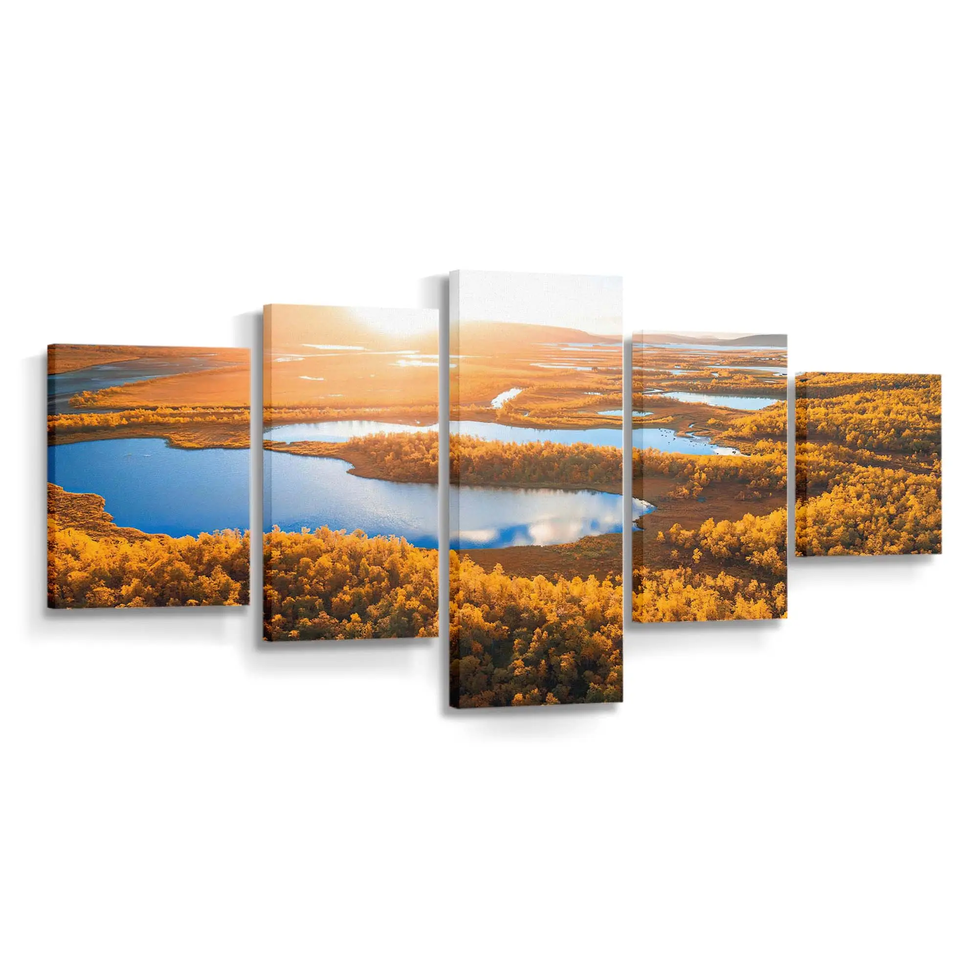 Malerisches Goldenes Herbsttal Leinwandbild