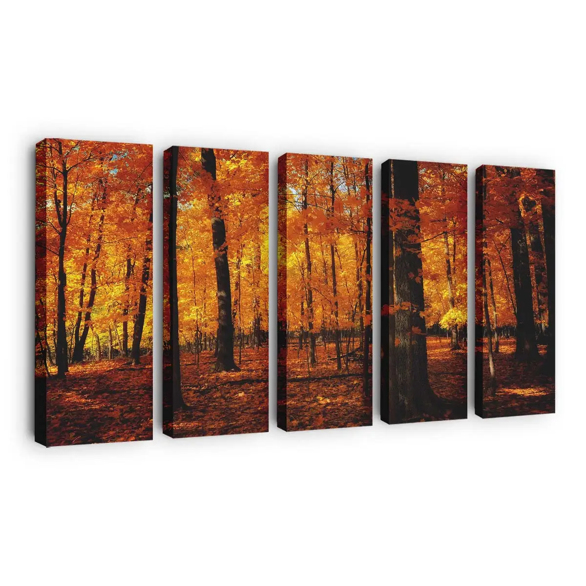 Goldorangefarbener Herbstwald Leinwandbild