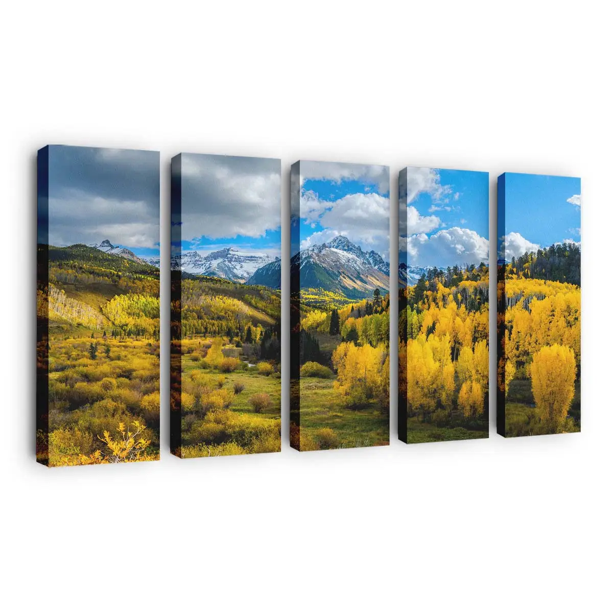 Herbstliche Überglandschaft Mit Gelben Bäumen Leinwandbild