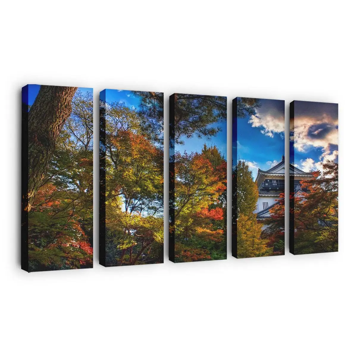 Japanische Burg Im Herbst Leinwandbild