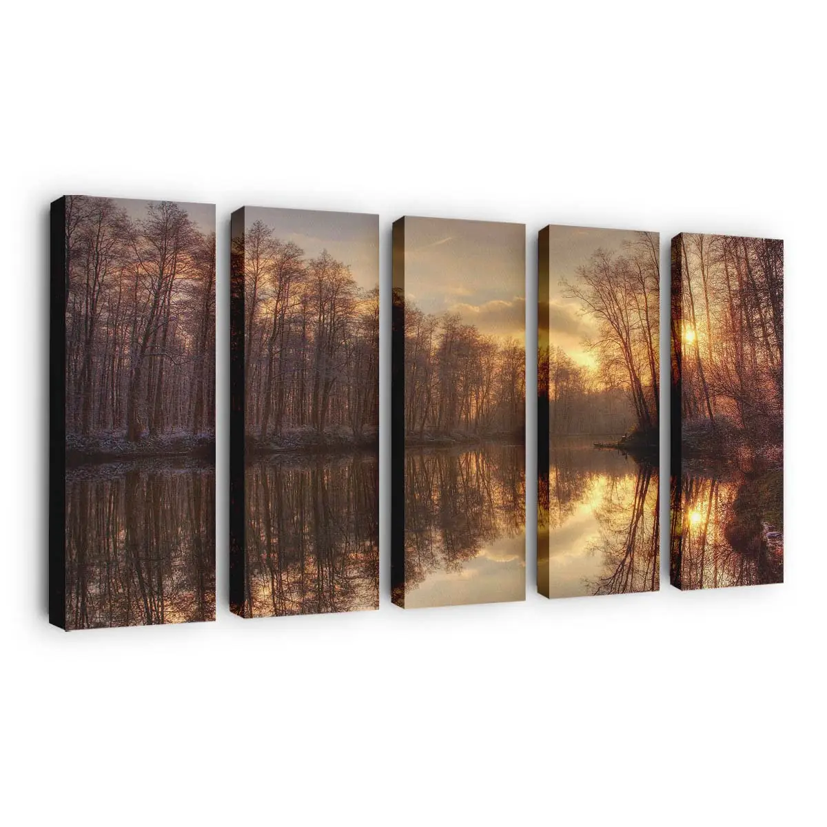 Kalte Herbstmorgenlandschaft Leinwandbild