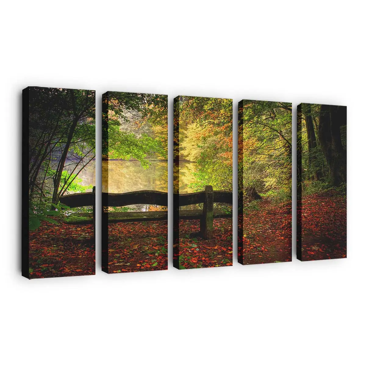 Leere Bank In Einer Herbstszenerie Leinwandbild