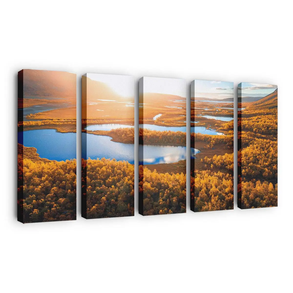 Malerisches Goldenes Herbsttal Leinwandbild