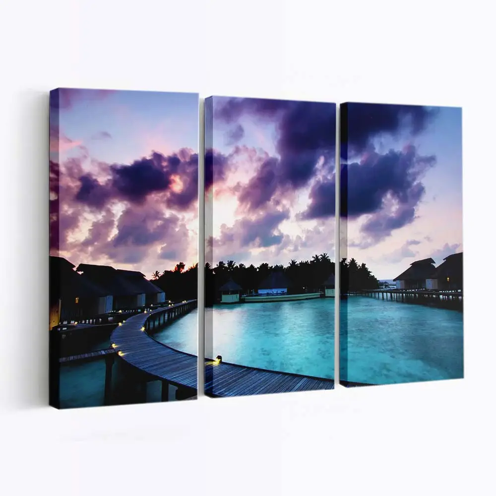 Ozeanresort mit Tropischen Überwasser-bungalows Leinwandbild