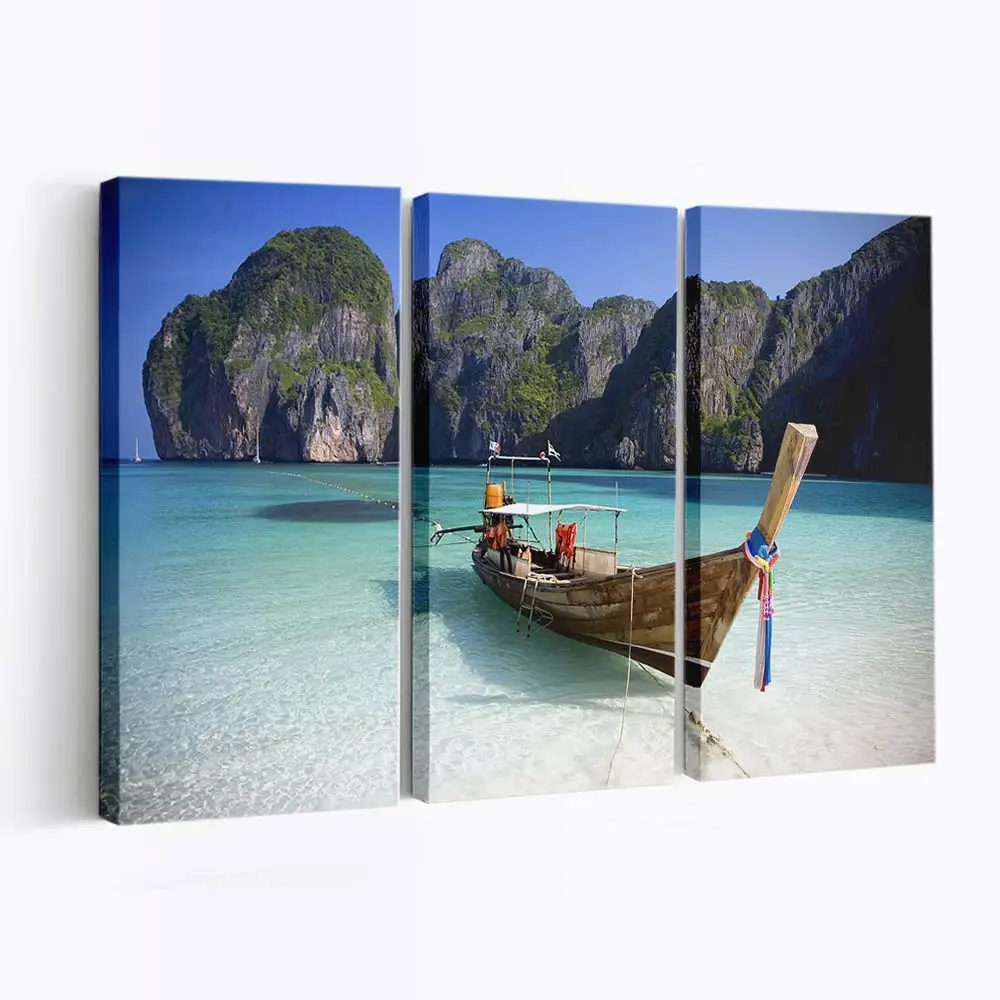 Tropische Strandküste in Thailand Leinwandbild