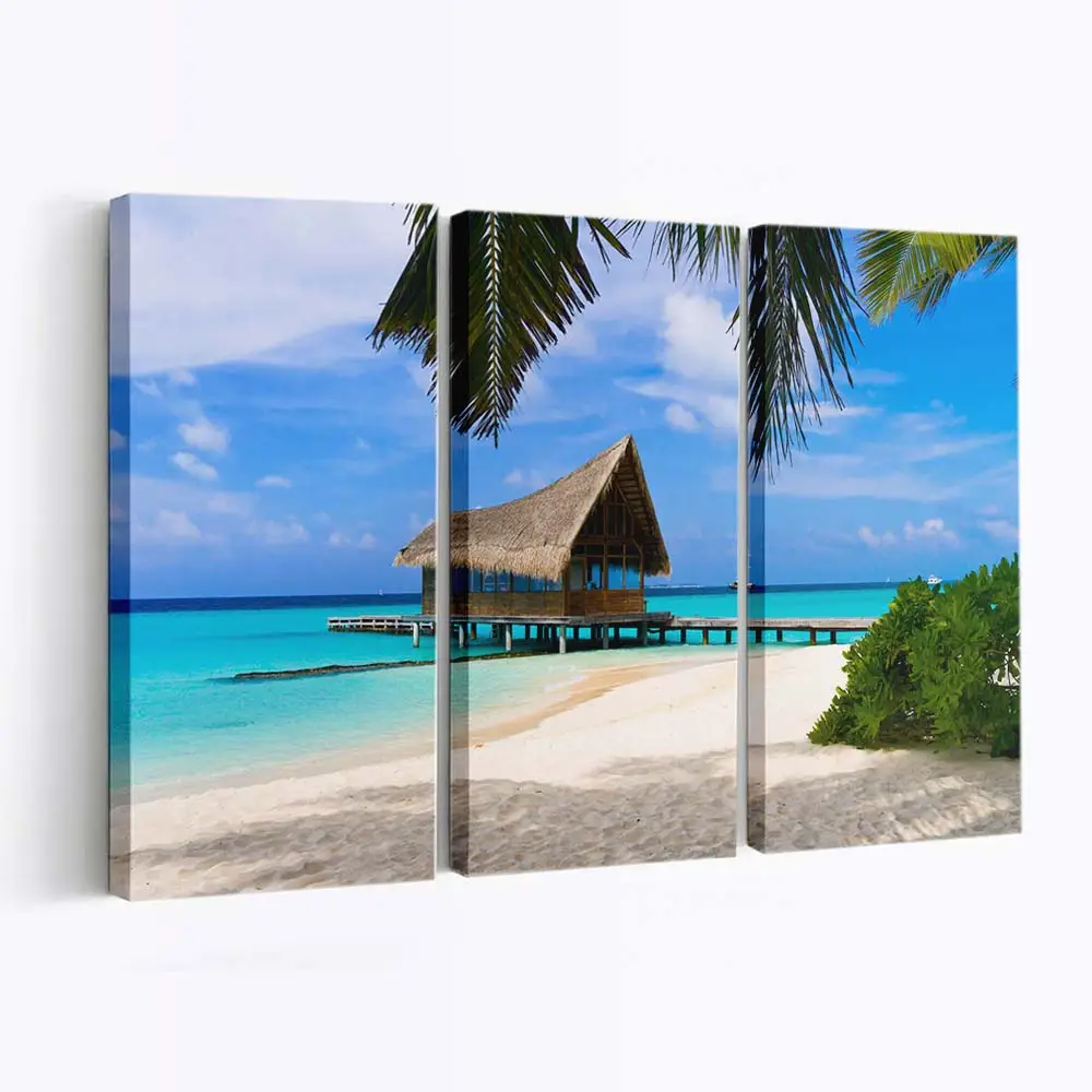 Tropische Meeresküstenszenerie der Bahamas Leinwandbild