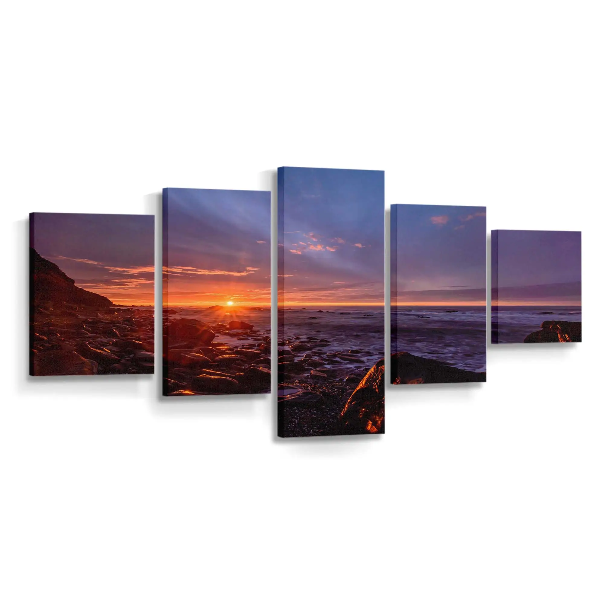 Glitzernde Wasseroberfläche Beim Sonnenuntergang am Strand Leinwandbild
