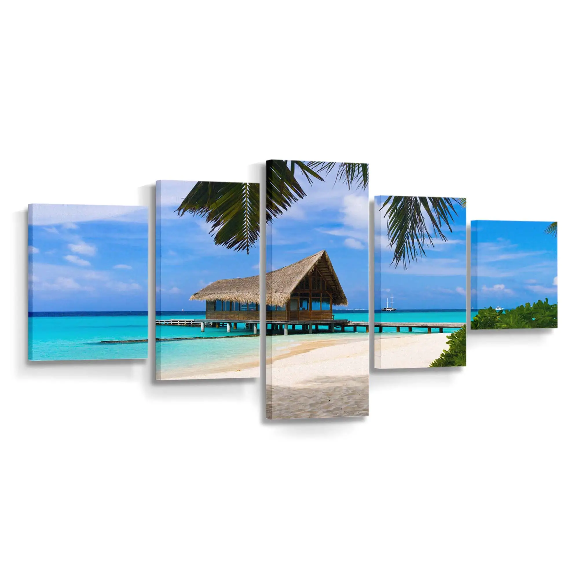 Tropische Meeresküstenszenerie der Bahamas Leinwandbild