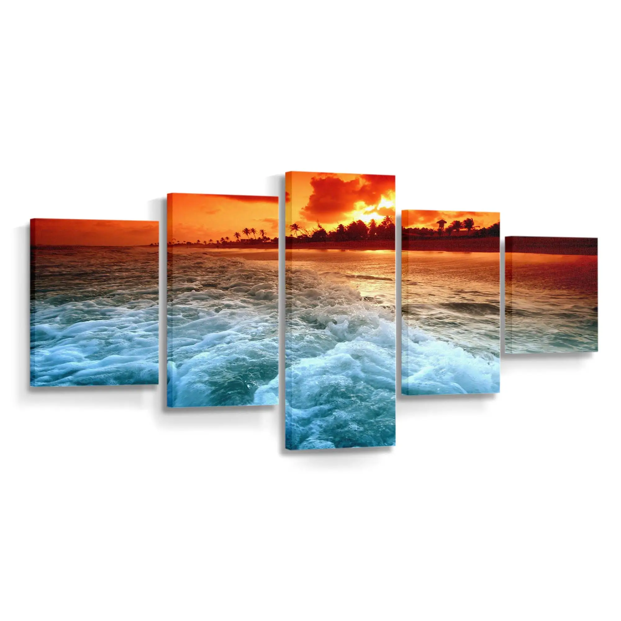 Warme Sonnenuntergangsdämmerung an einem Tropischen Strand Leinwandbild