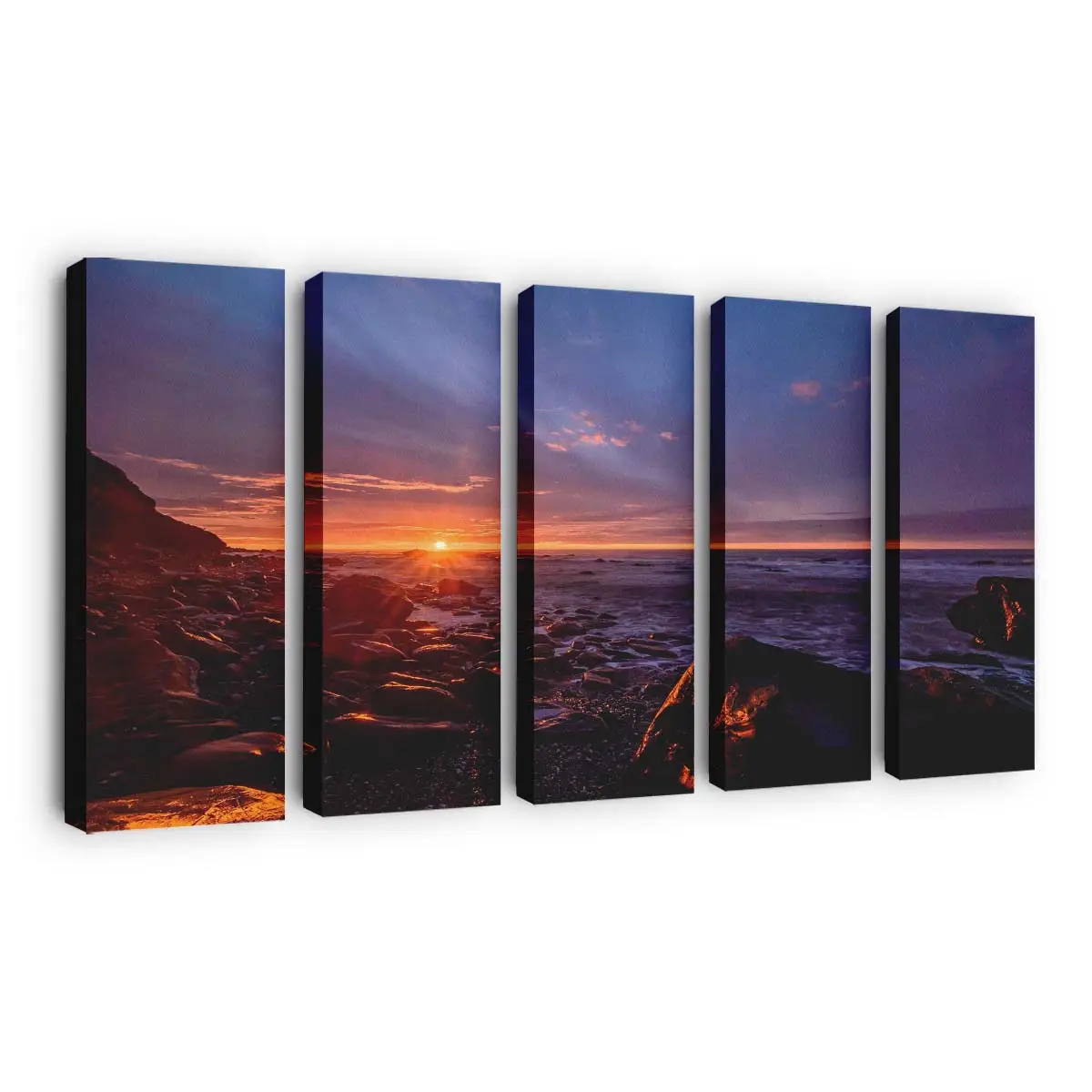 Glitzernde Wasseroberfläche Beim Sonnenuntergang am Strand Leinwandbild