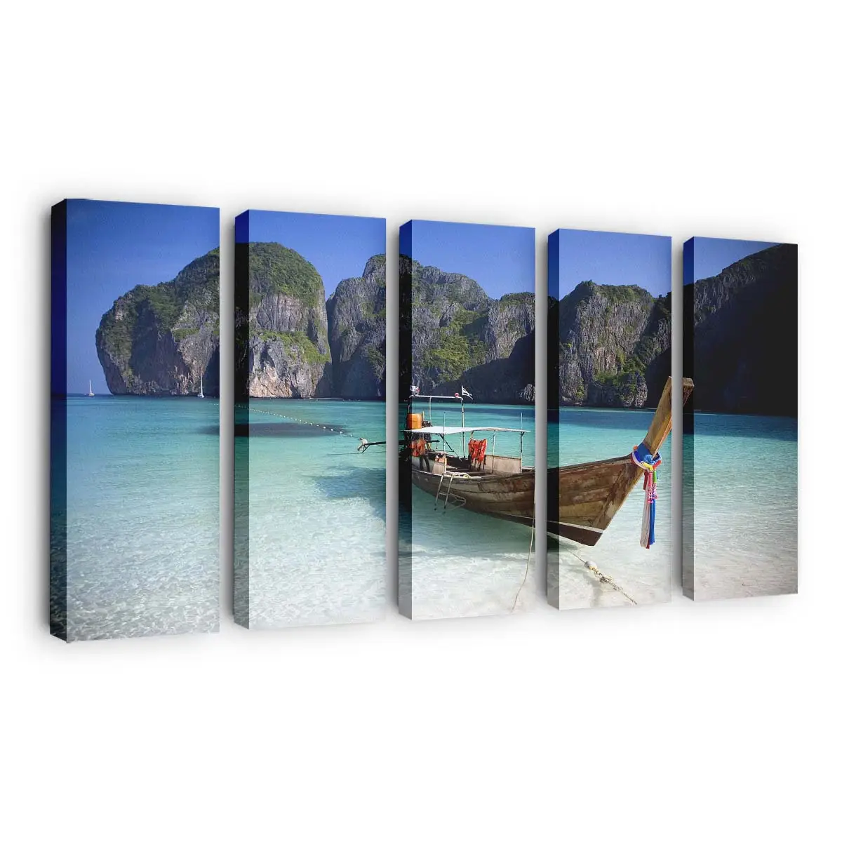 Tropische Strandküste in Thailand Leinwandbild