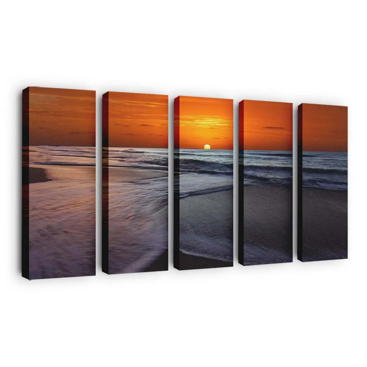 Goldener Sonnenuntergang am Strand Leinwandbild