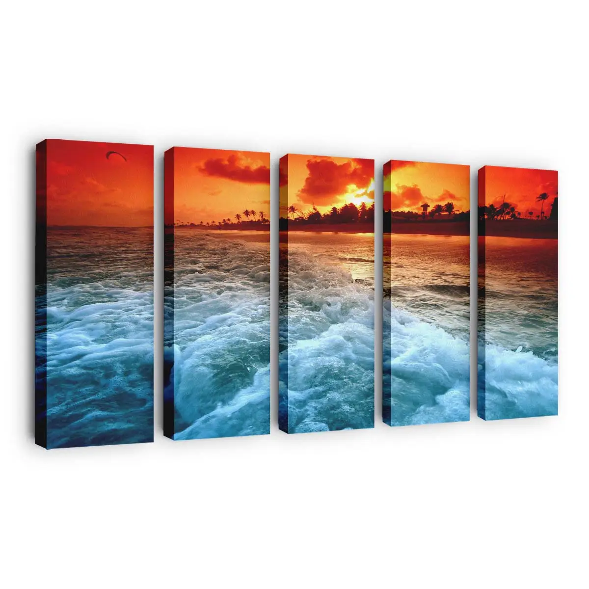 Warme Sonnenuntergangsdämmerung an einem Tropischen Strand Leinwandbild