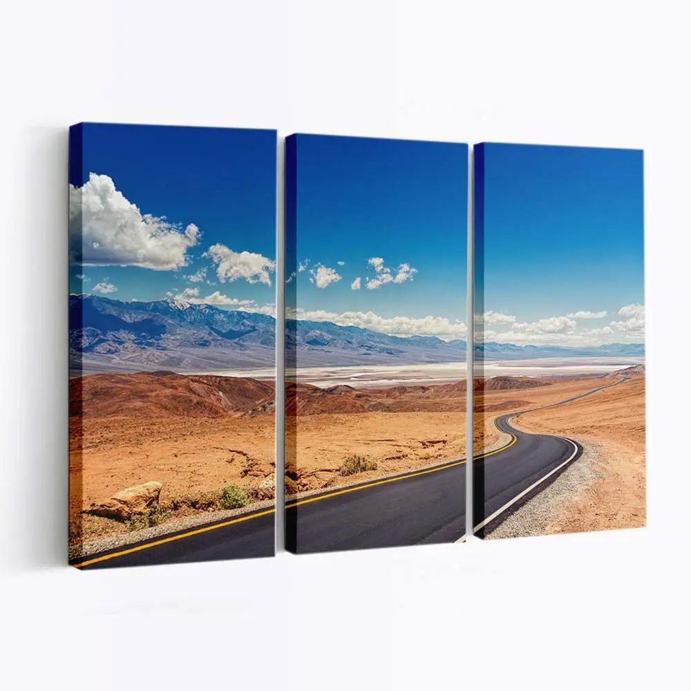 Langer Highway durch Die Wüste Leinwandbild