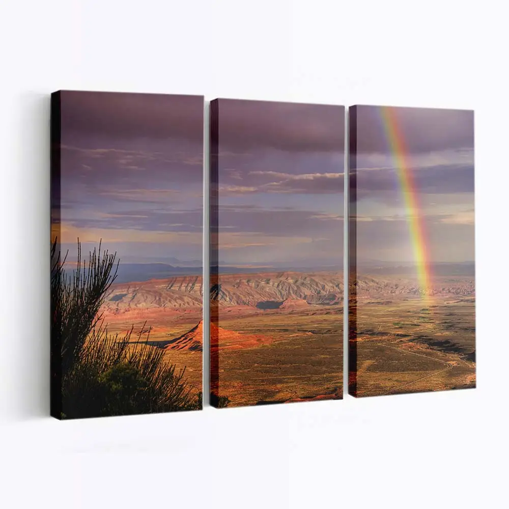Regenbogen Über einem Wüstencanyon Leinwandbild