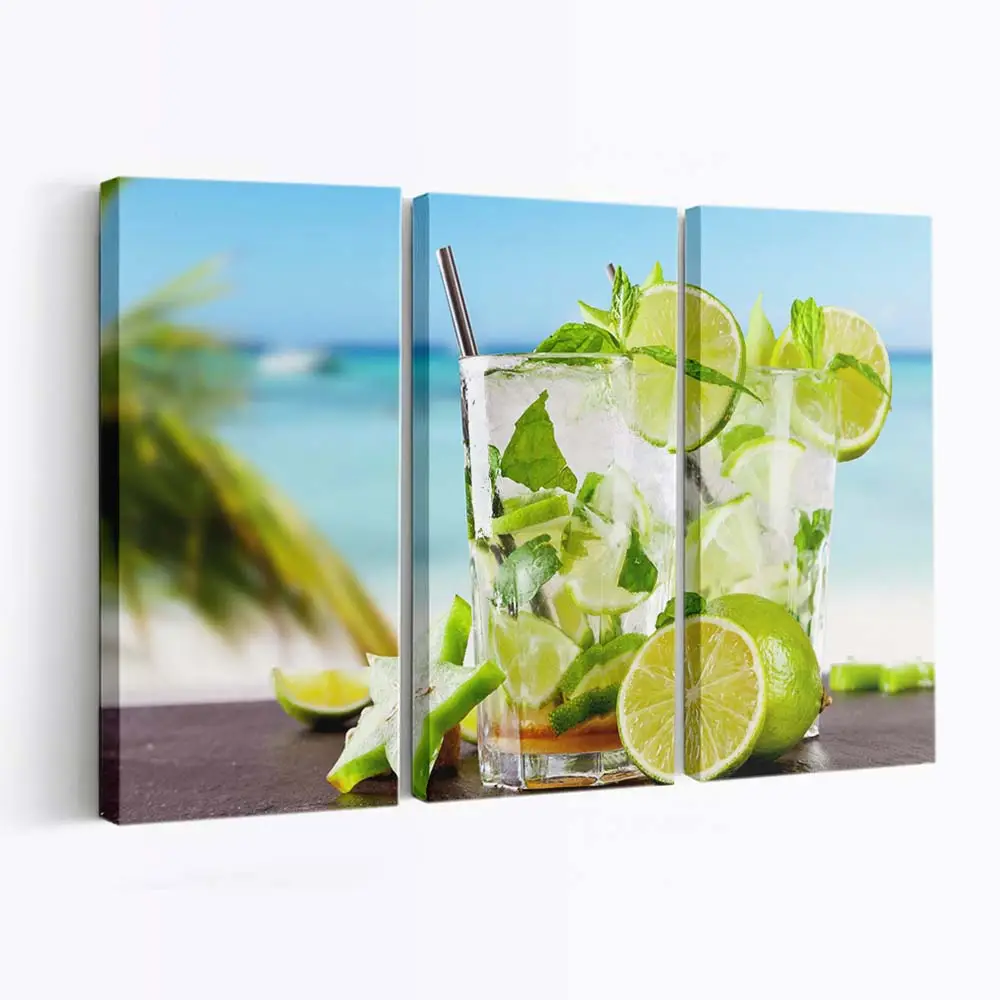 Tropischer Cocktail mit Frischer Limette Leinwandbild