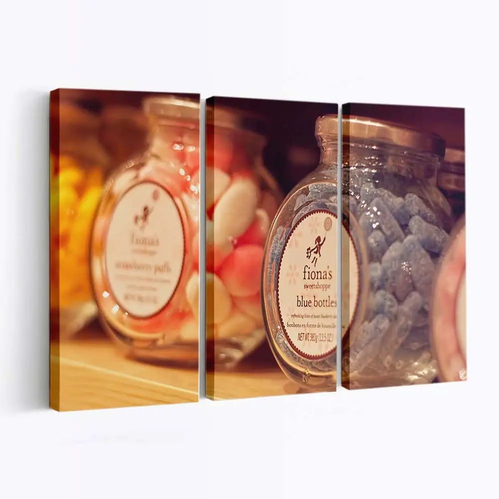 Glasgef Gefüllt mit Bunten Bonbons Leinwandbild