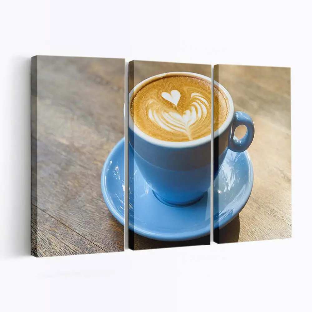Klassische Weiße Tasse mit Heißem Morgenkaffee Leinwandbild