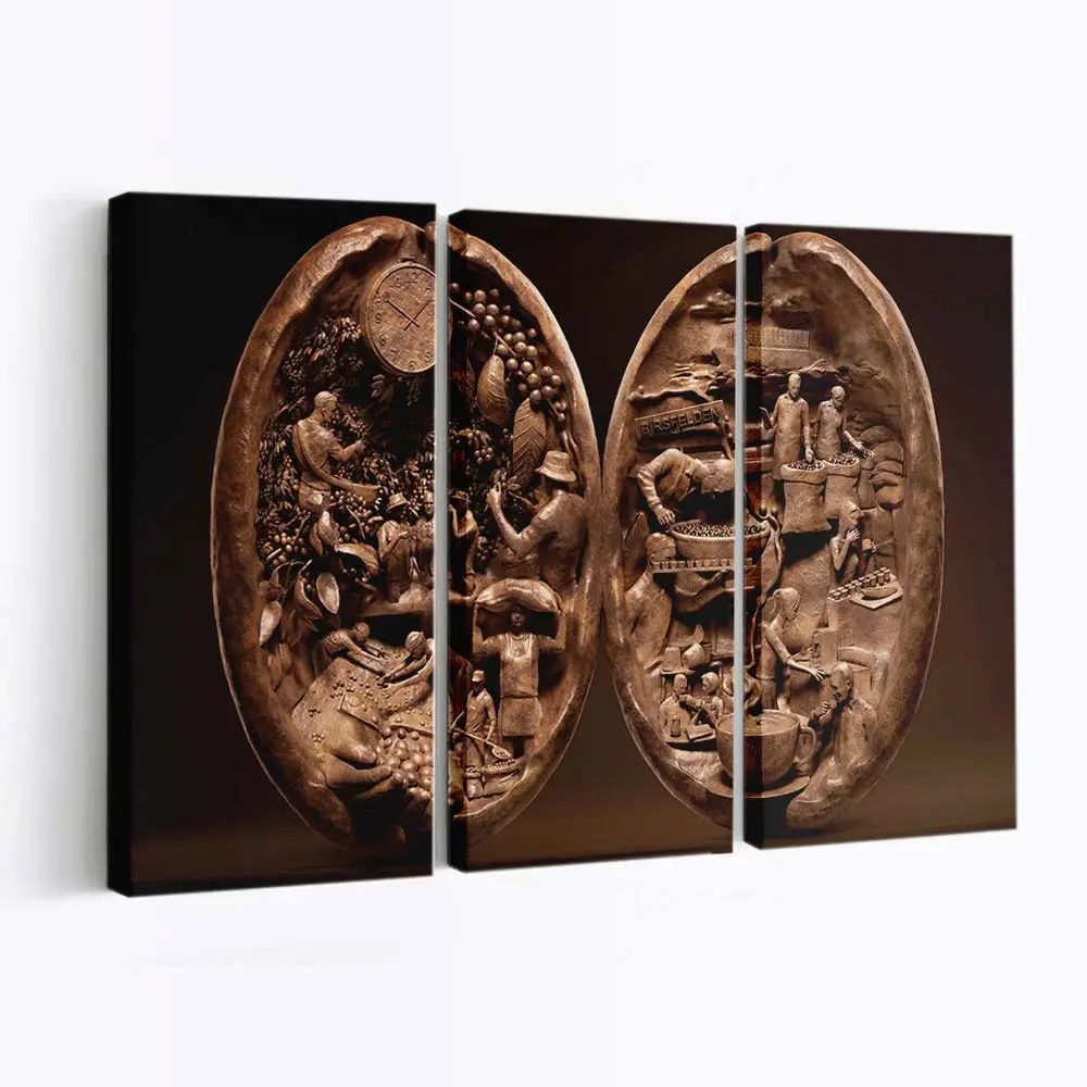 Kreative Skulptur aus Kaffeebohnen Leinwandbild