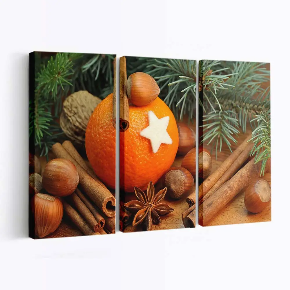 Orangenscheibe mit Duftenden Zimtstangen Leinwandbild