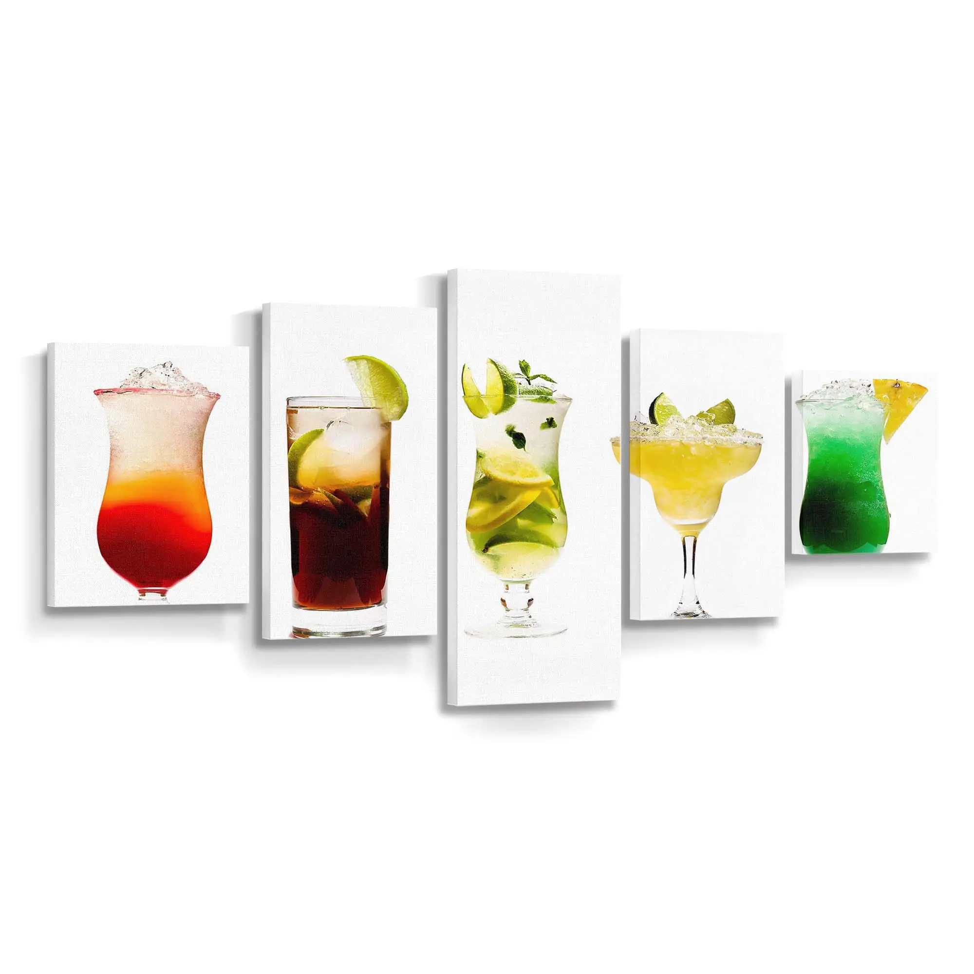 Bunte Gemischte Cocktails auf einer Theke Leinwandbild