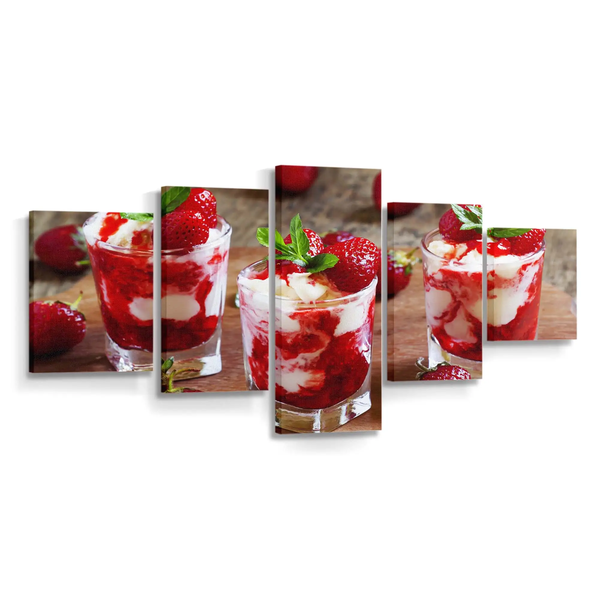 Cremiges Erdbeereis-dessert im Glas Leinwandbild