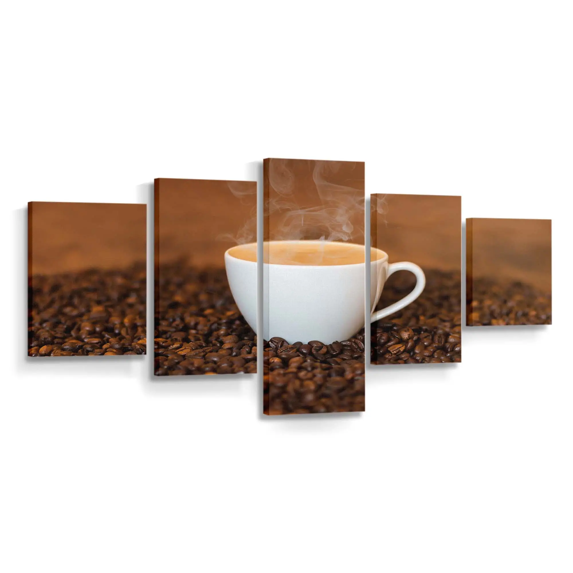 Dampfende Morgendliche Kaffeetasse auf Hellem Tisch Leinwandbild