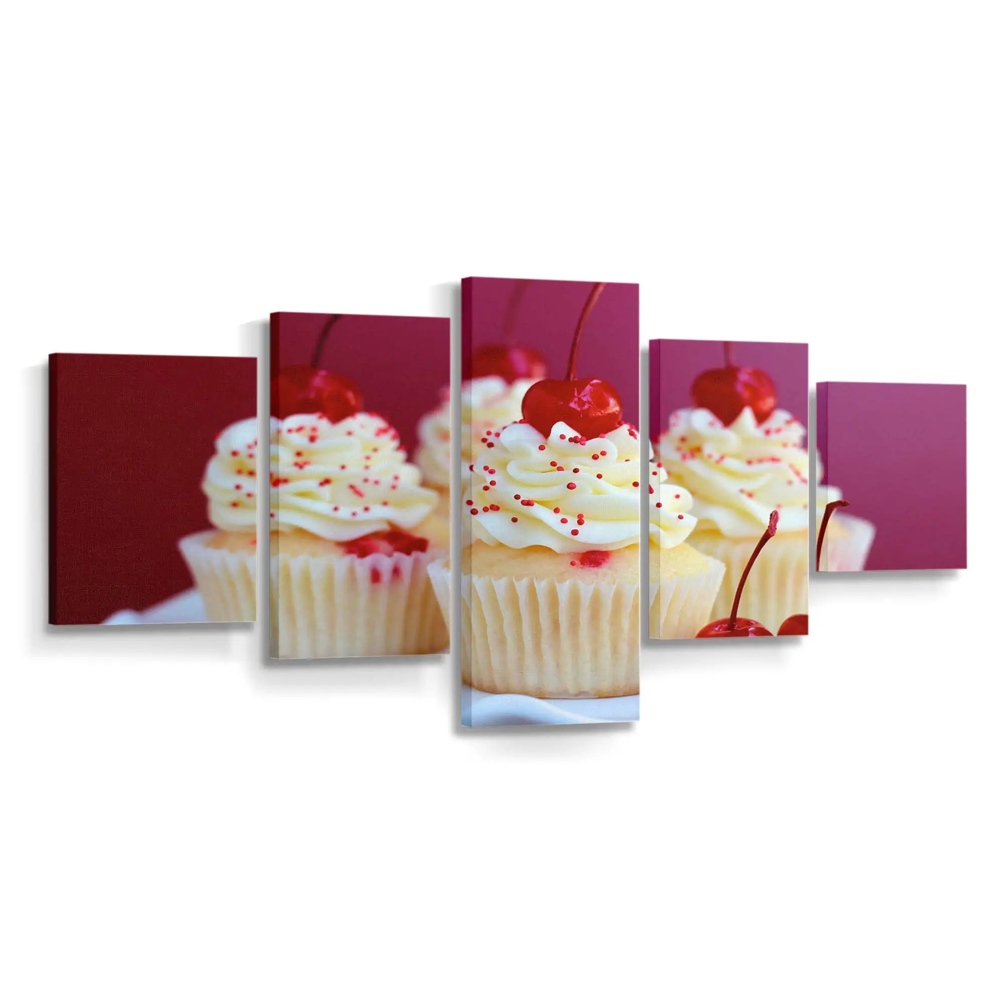 Hausgemachte Kirsch-mandel-cupcakes Leinwandbild