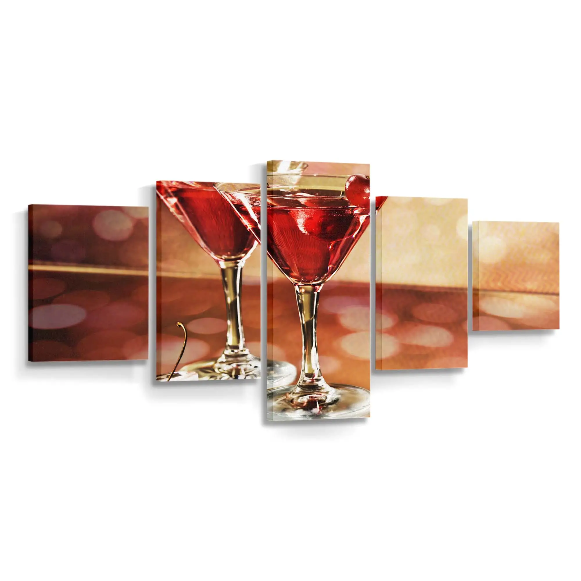 Leuchtend Rote Cocktails mit Klarem Eis Leinwandbild