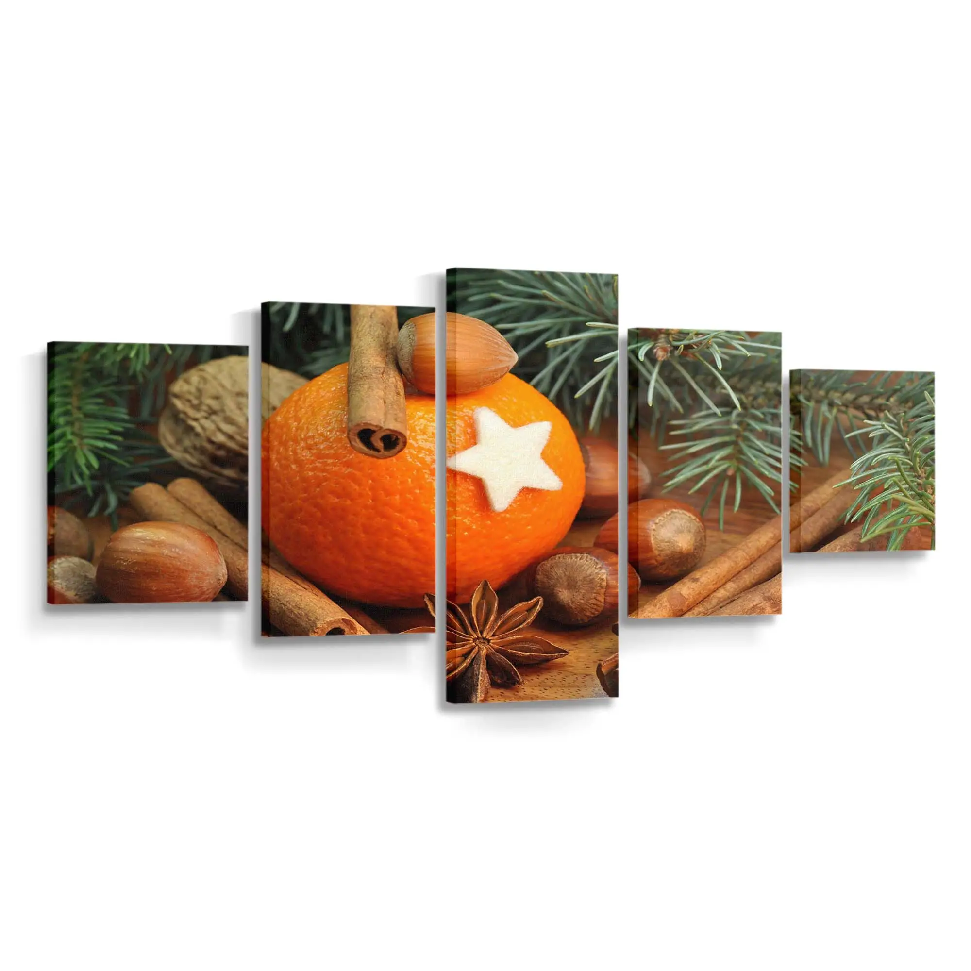 Orangenscheibe mit Duftenden Zimtstangen Leinwandbild