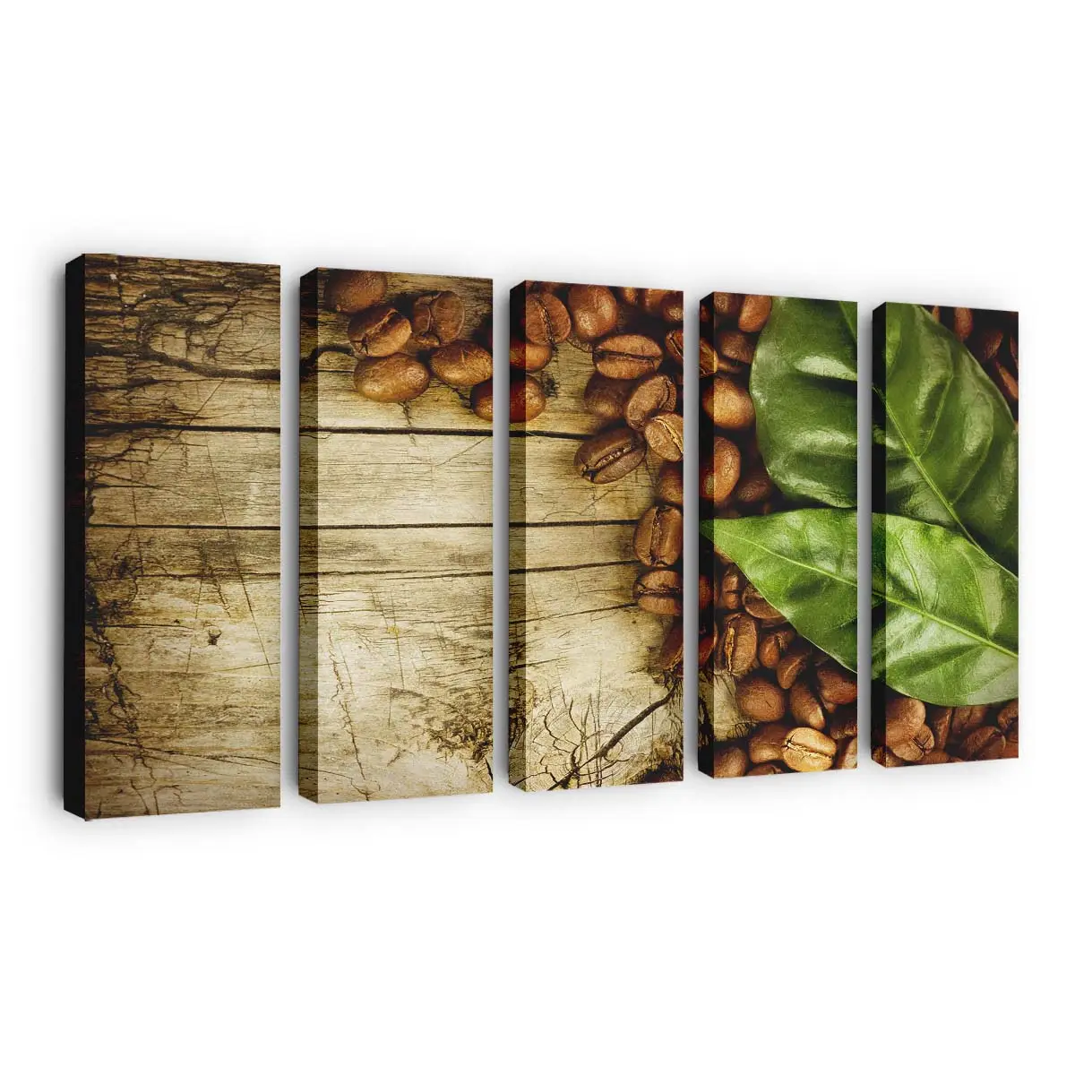 Frische Kaffeebohnen mit Grünen Blättern Leinwandbild