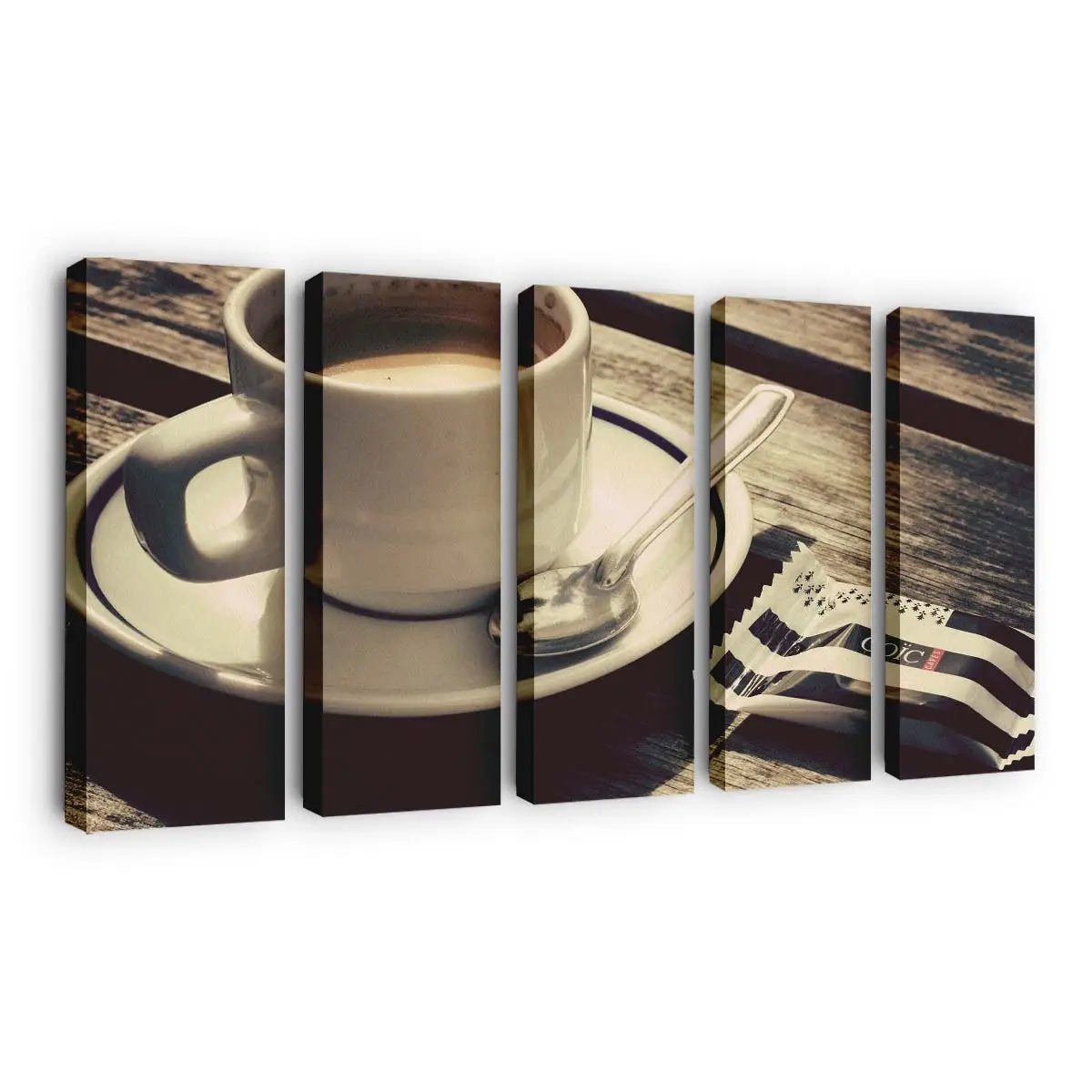 Heiße Tasse Kaffee und Ein Keks Leinwandbild