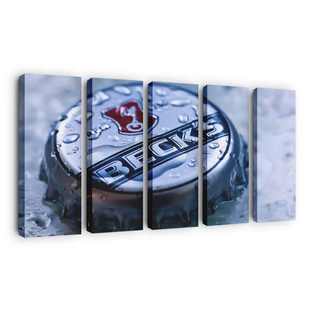 Kronkorken einer Kalten Bierflasche im Makro Leinwandbild