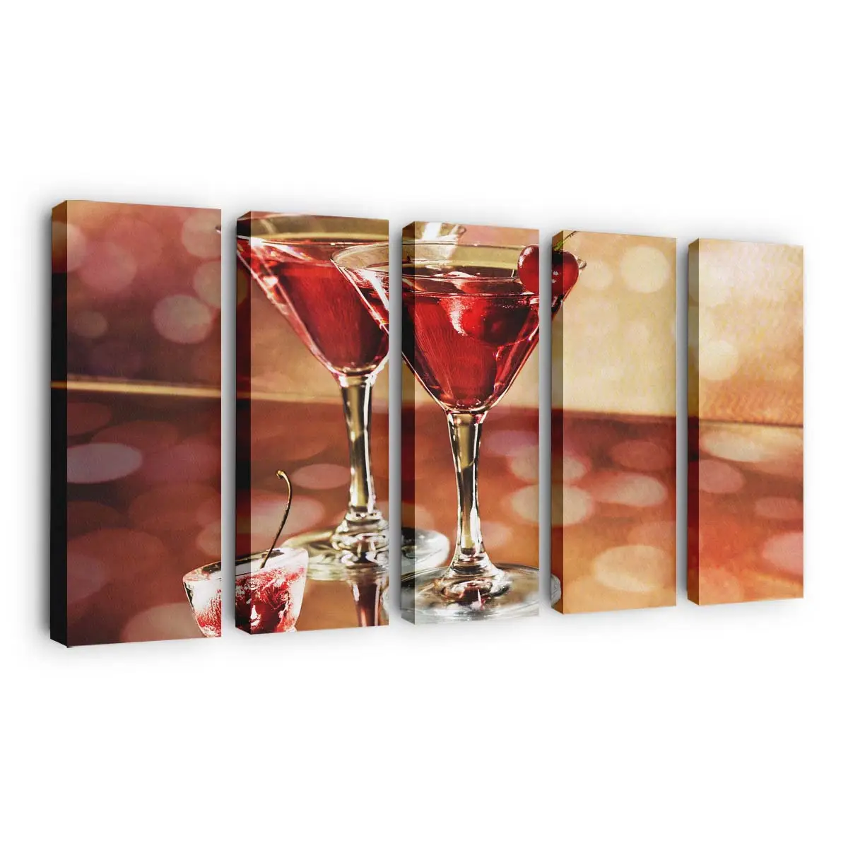 Leuchtend Rote Cocktails mit Klarem Eis Leinwandbild