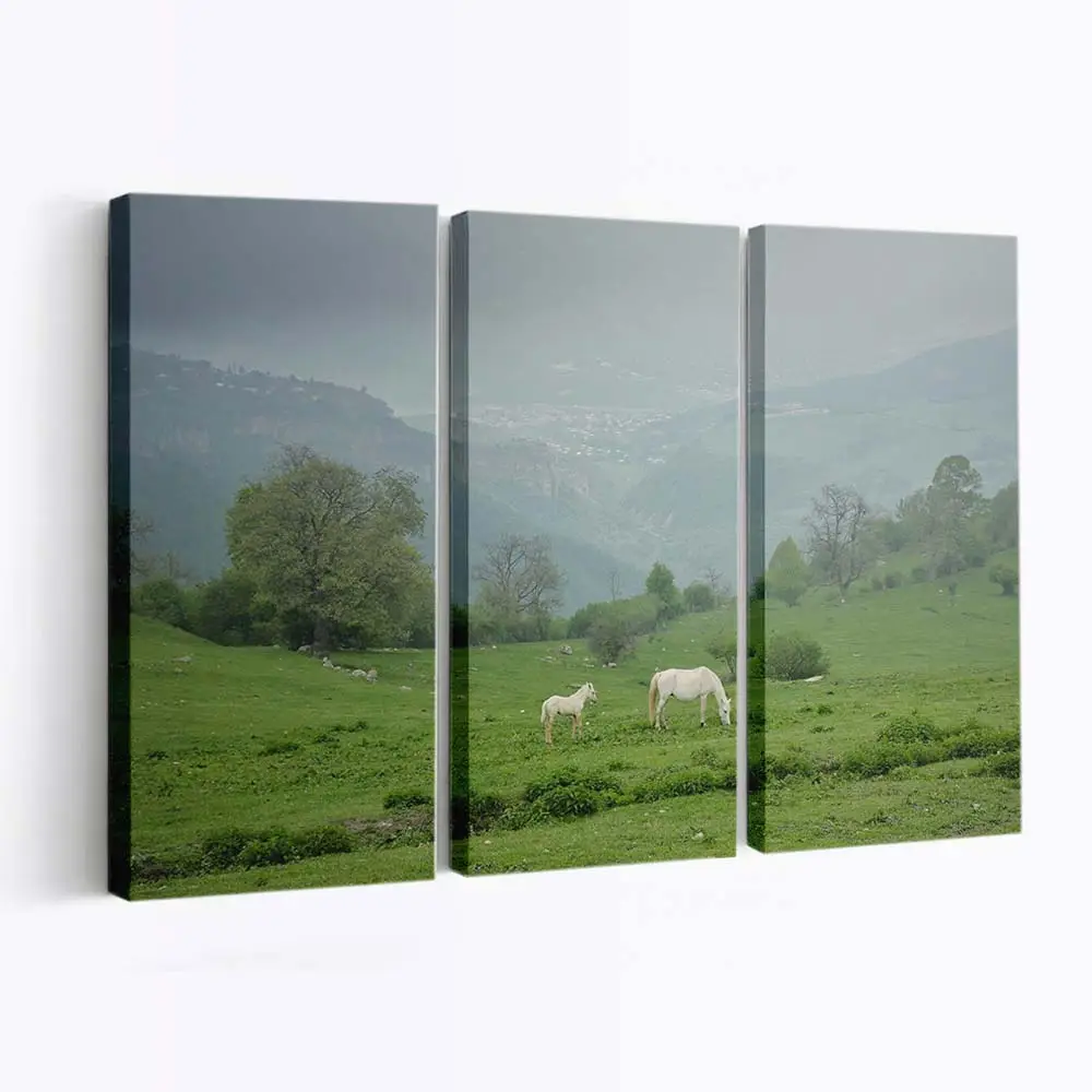 Ruhendes Pferd in Friedlicher Landschaft Leinwandbild