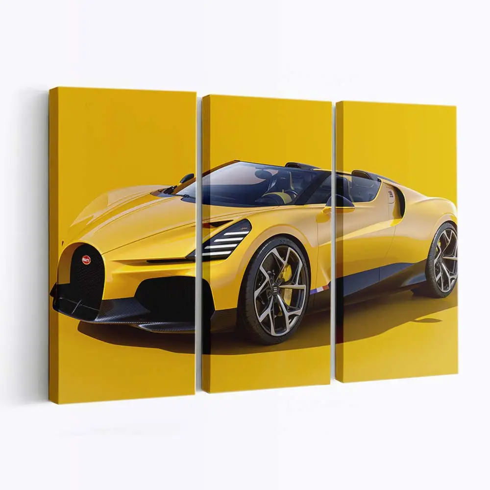Leuchtend Gelber Bugatti W16 Mistral – Sportwagen Leinwandbild